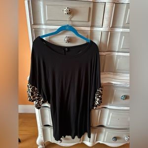 Soft animal print butterfly ruffle sleeve
